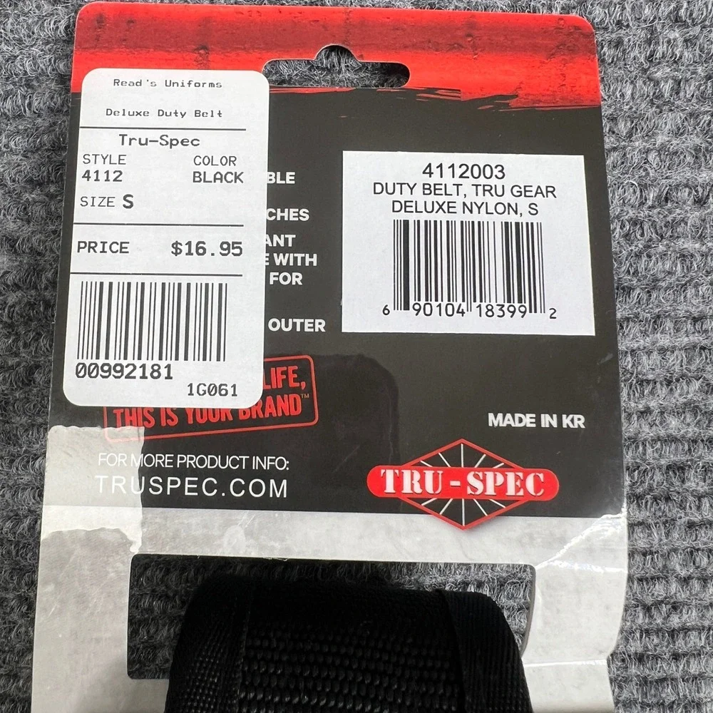 Tru-Spec Deluxe Duty Belt 4112 Black Ballistic Nylon Tactical Small NEW